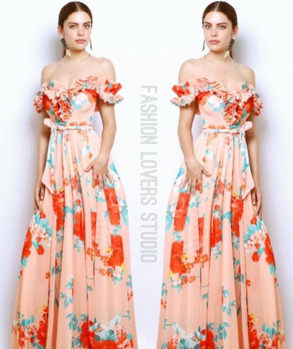 Maxi vestido floreado coral fashion lovers studio