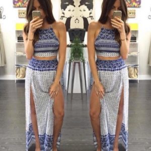 Maxi set de maxi falda y crop top halter Arianna Fashion Lovers Studio