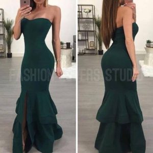 Maxi Vestido verde corte sirena cauda FashionLoversStudio